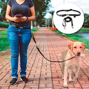Guia de cintura Hands Free para passear com cães sem usar as mãos